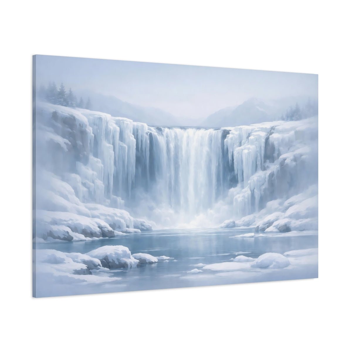 Nature Winter Waterfall Wonderland - Canvas Wall Art Print - YesArtYes