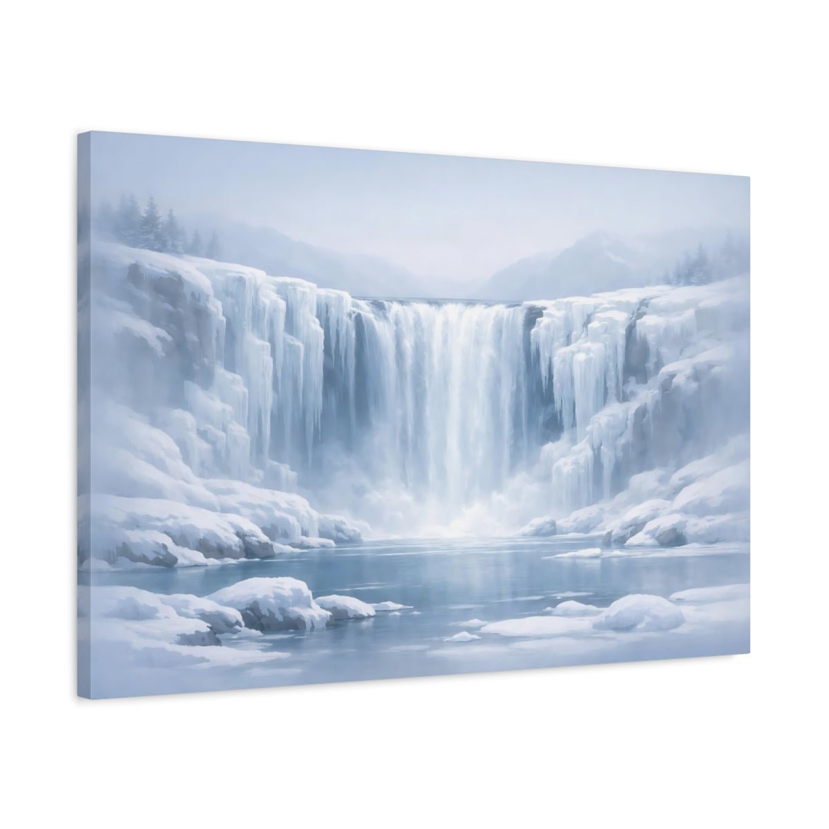 Nature Winter Waterfall Wonderland - Canvas Wall Art Print - YesArtYes