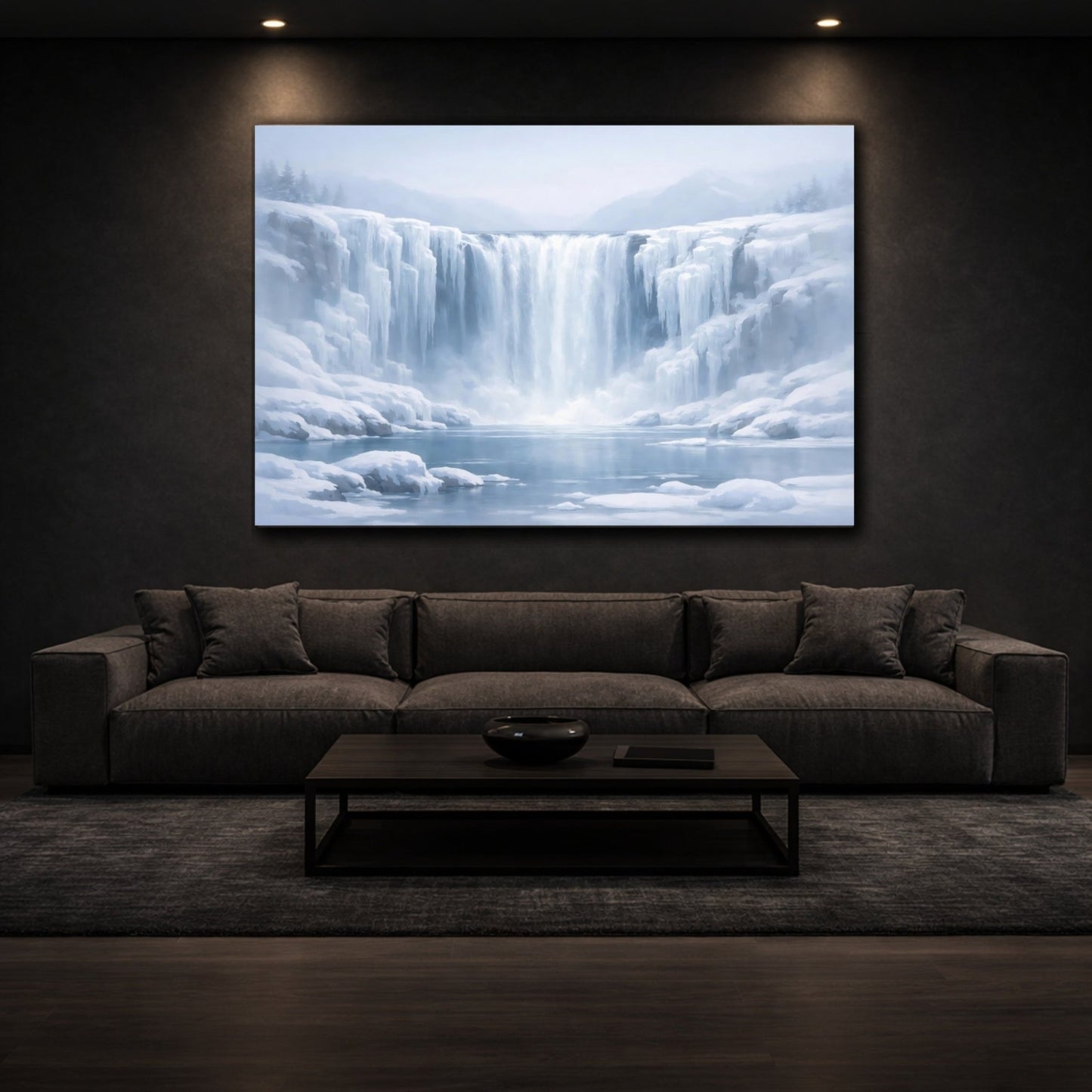 Nature Winter Waterfall Wonderland - Canvas Wall Art Print - YesArtYes