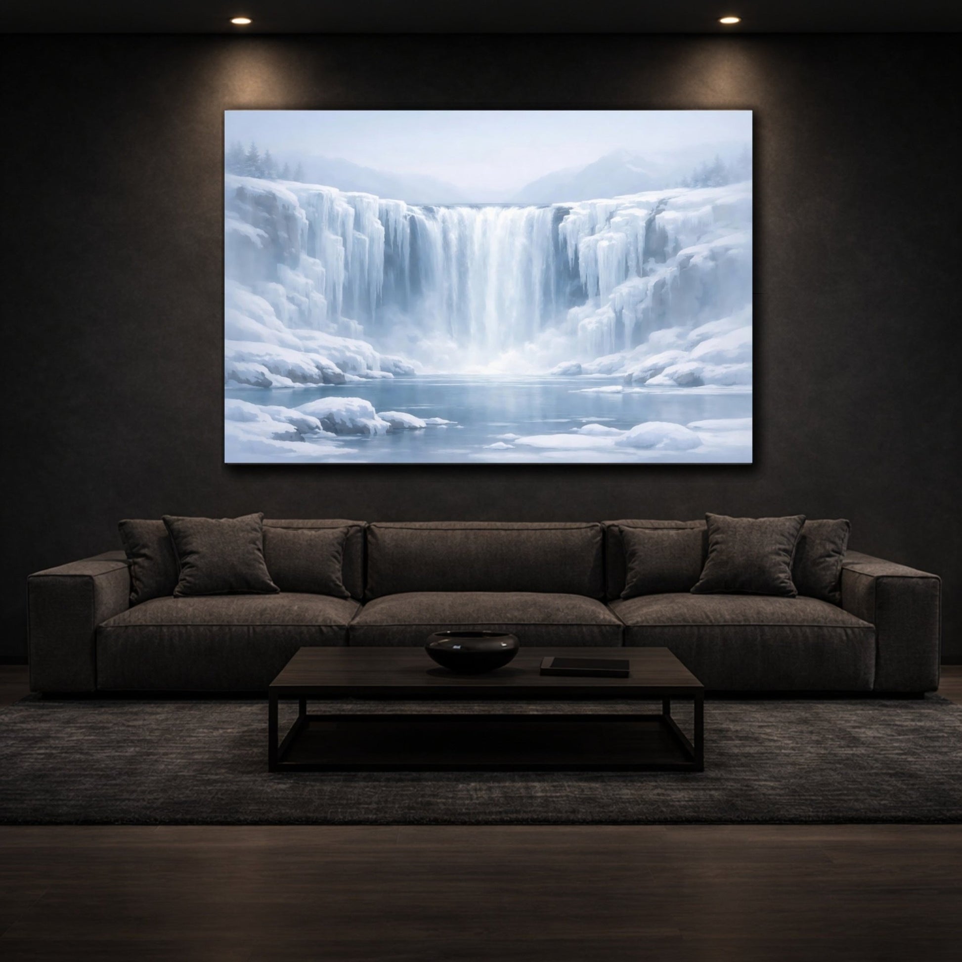 Nature Winter Waterfall Wonderland - Canvas Wall Art Print - YesArtYes