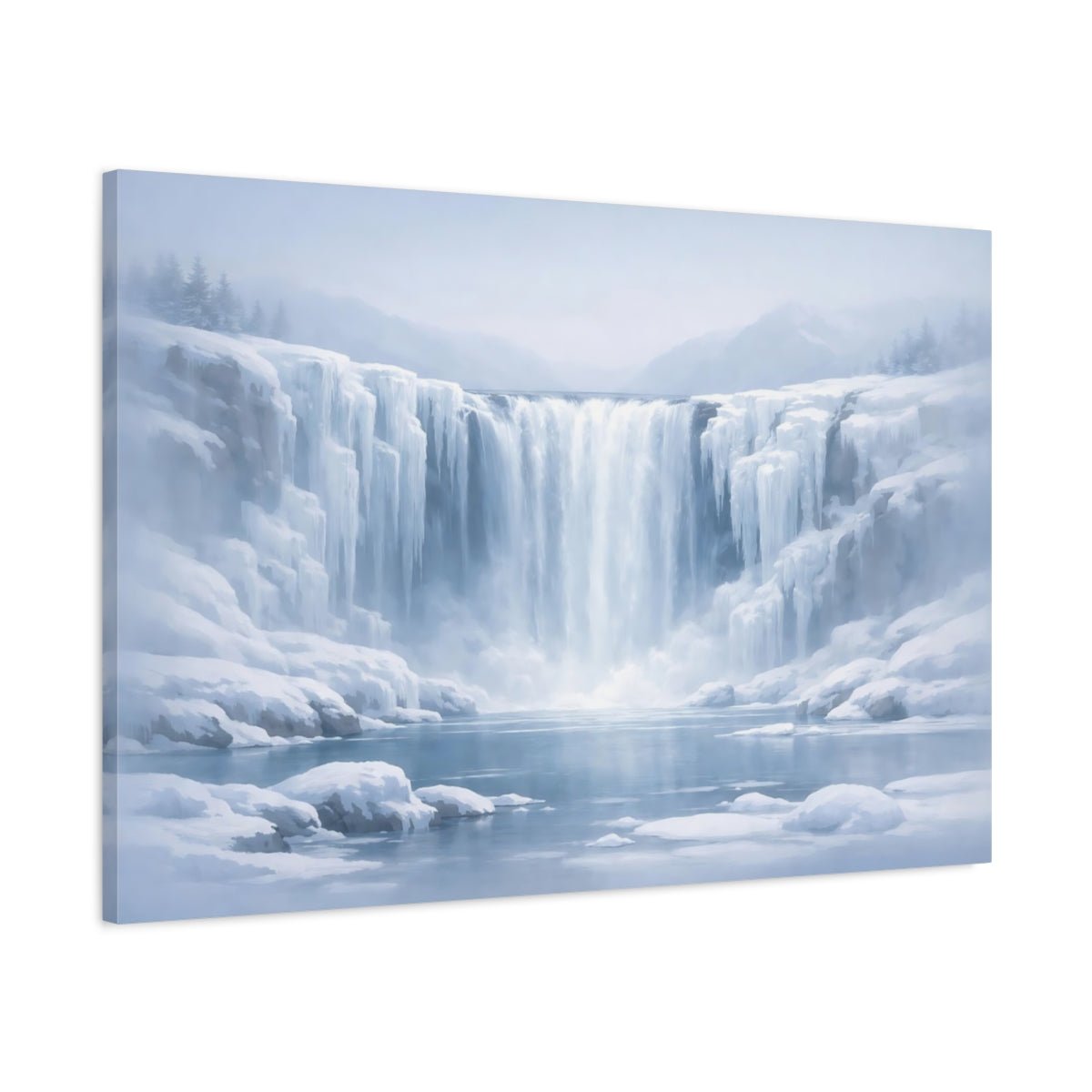 Nature Winter Waterfall Wonderland - Canvas Wall Art Print - YesArtYes