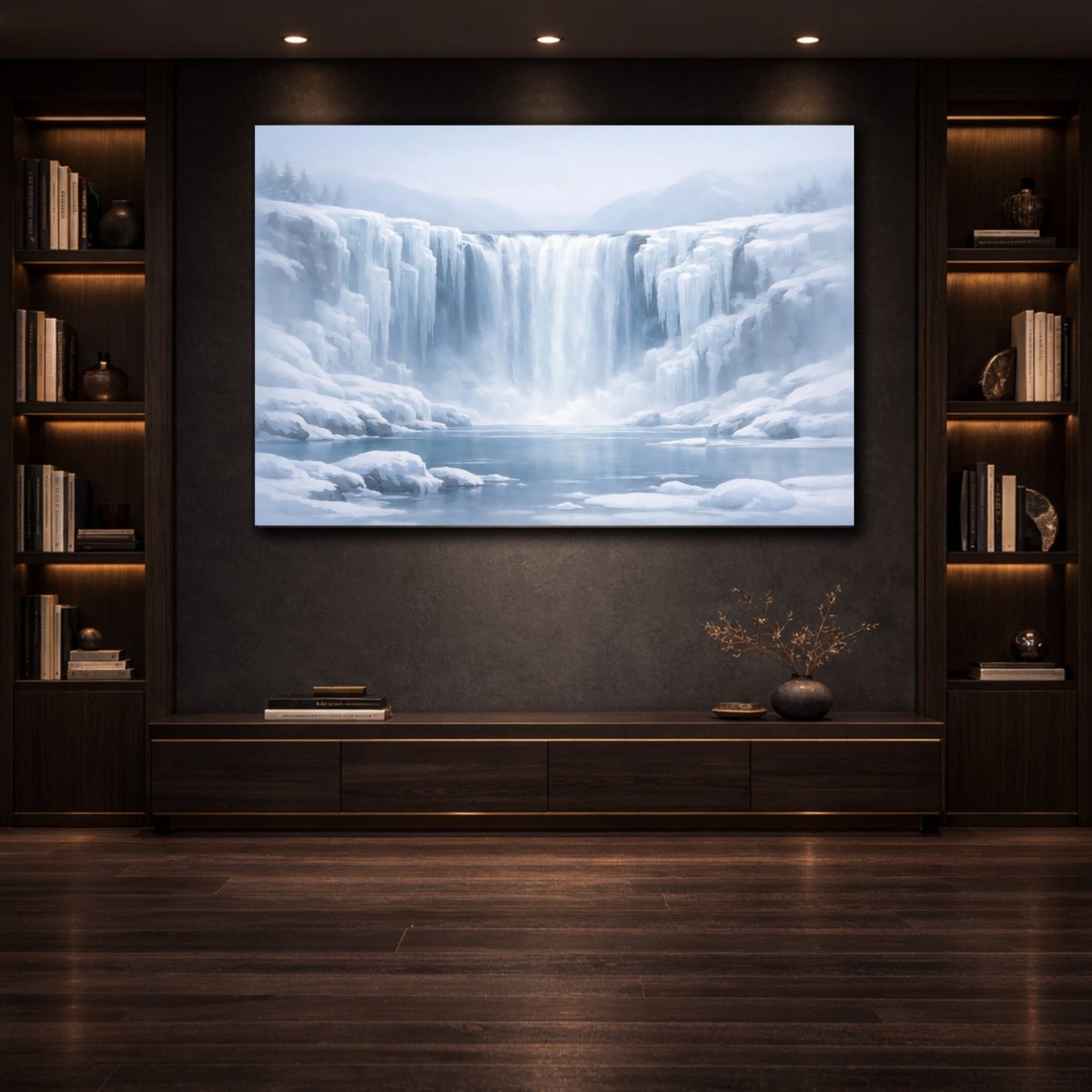Nature Winter Waterfall Wonderland - Canvas Wall Art Print - YesArtYes