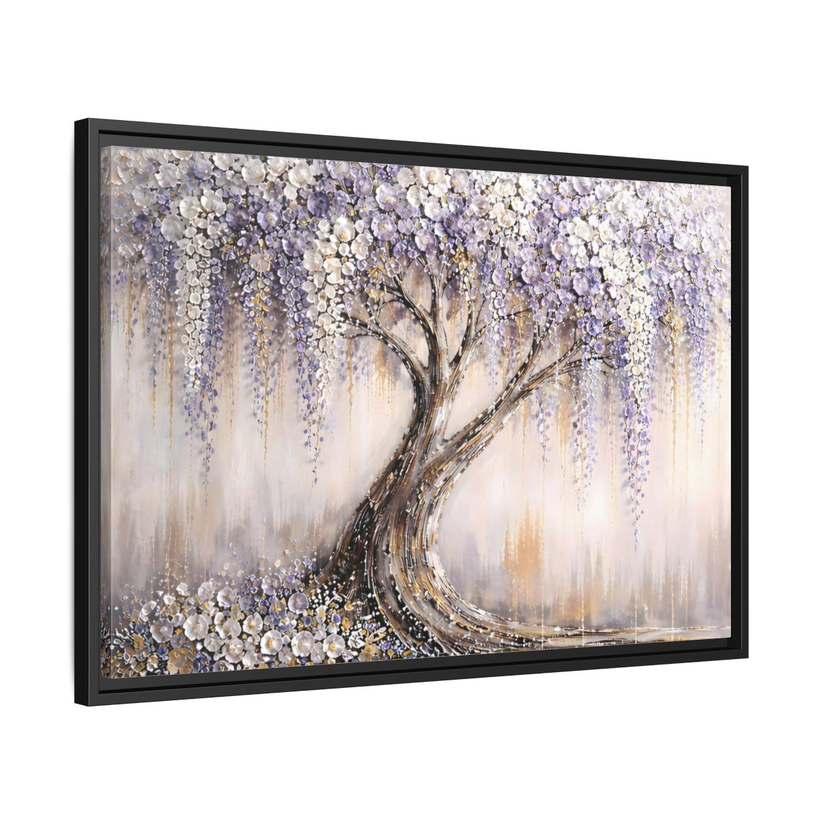 Side Mockup 14. Nature Wisteria Tree Purple Flowering Tree shown as stretched canvas wall art