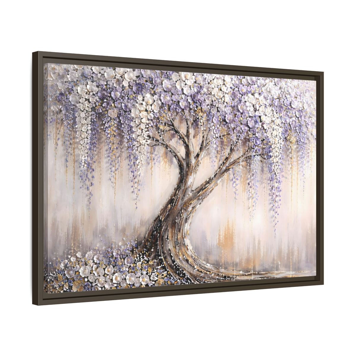 Side Mockup 11. Nature Wisteria Tree Purple Flowering Tree shown as stretched canvas wall art