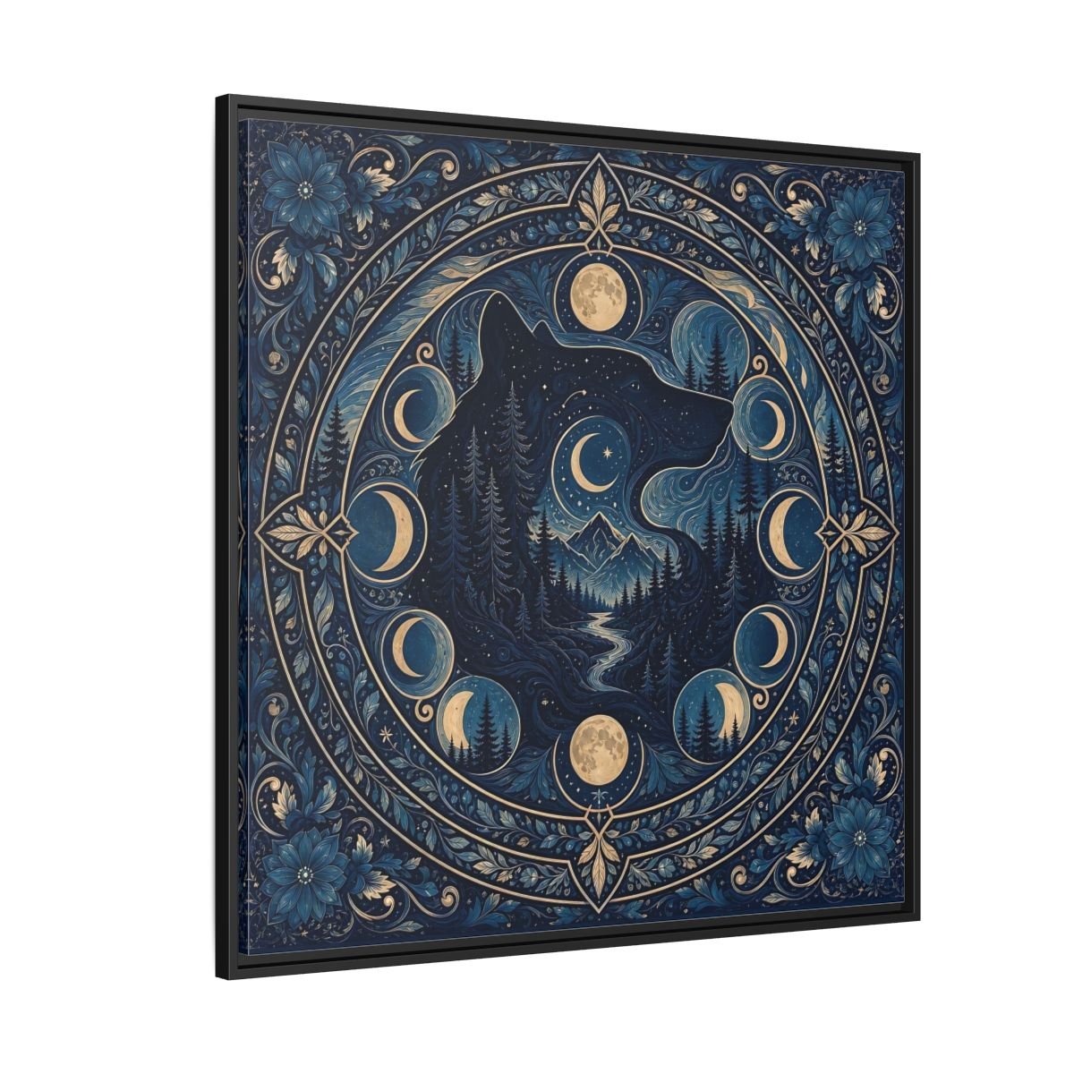 Nature Wolf Blue Moon Framed Canvas Print – Living Room, Above Couch - YesArtYes