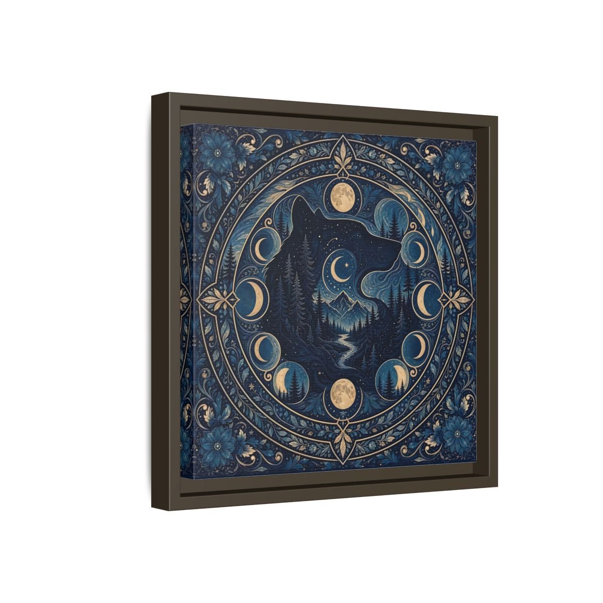 Nature Wolf Blue Moon Framed Canvas Print – Living Room, Above Couch - YesArtYes