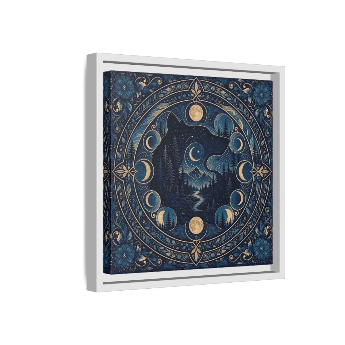 Nature Wolf Blue Moon Framed Canvas Print – Living Room, Above Couch - YesArtYes
