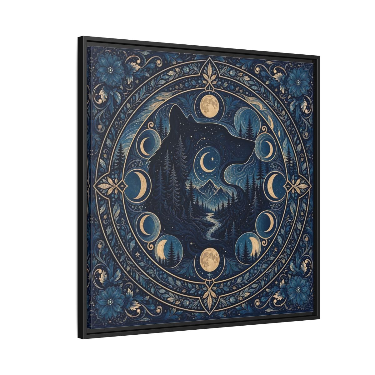 Nature Wolf Blue Moon Framed Canvas Print – Living Room, Above Couch - YesArtYes