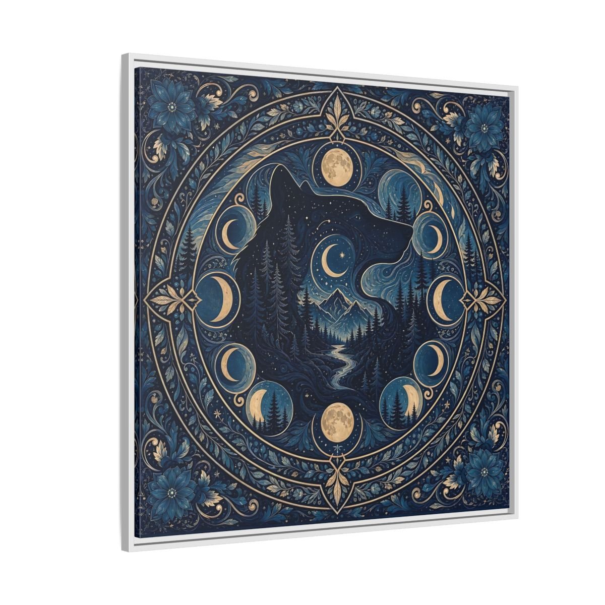 Nature Wolf Blue Moon Framed Canvas Print – Living Room, Above Couch - YesArtYes