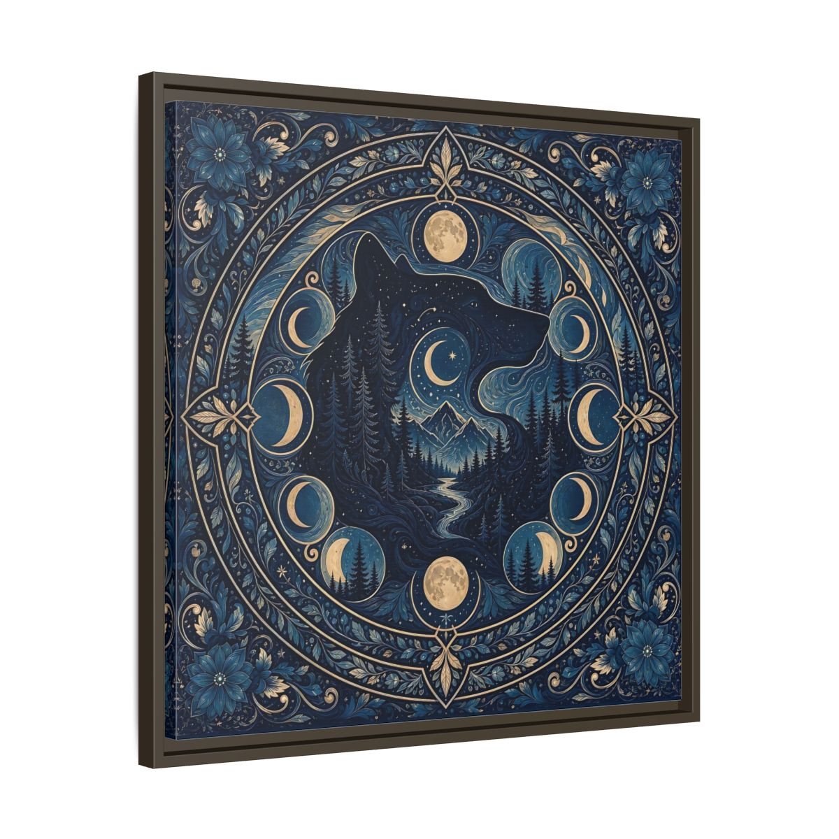 Nature Wolf Blue Moon Framed Canvas Print – Living Room, Above Couch - YesArtYes