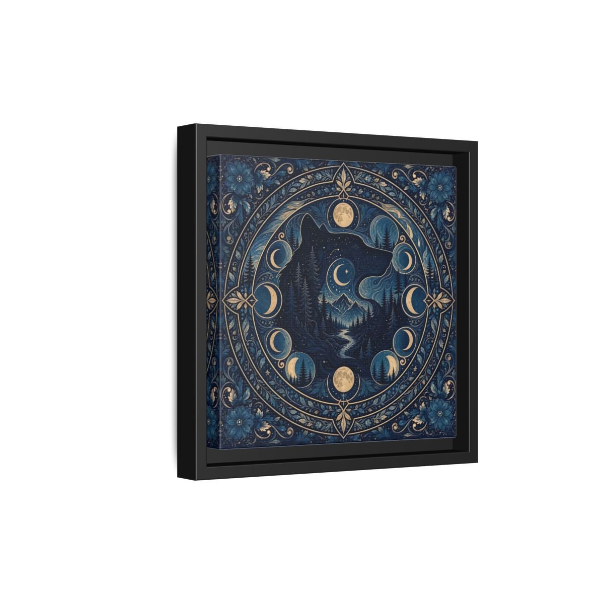 Nature Wolf Blue Moon Framed Canvas Print – Living Room, Above Couch - YesArtYes