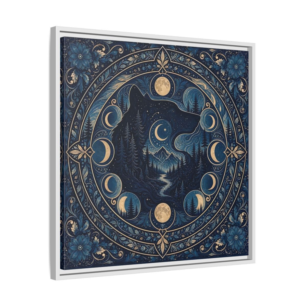 Nature Wolf Blue Moon Framed Canvas Print – Living Room, Above Couch - YesArtYes