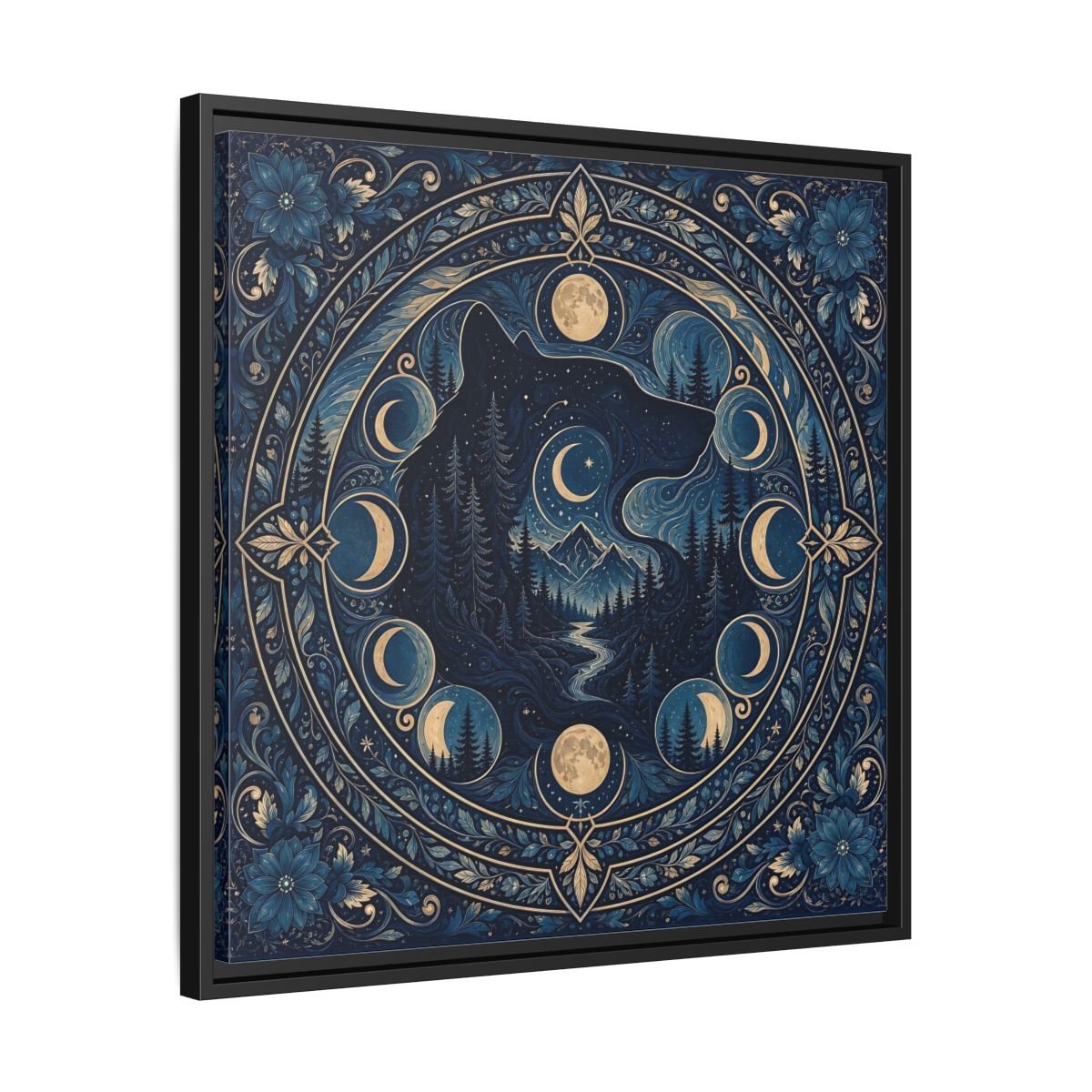 Nature Wolf Blue Moon Framed Canvas Print – Living Room, Above Couch - YesArtYes