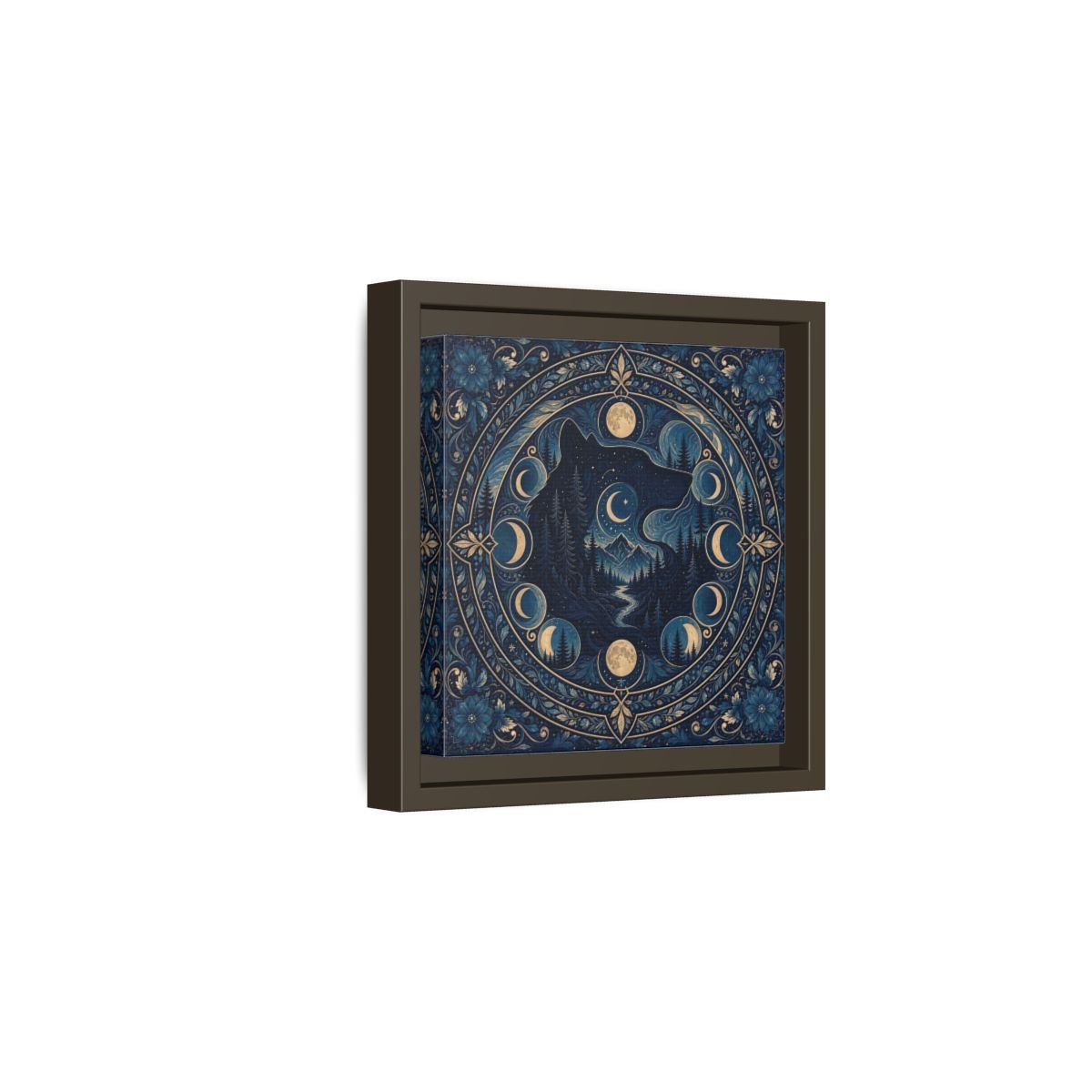 Nature Wolf Blue Moon Framed Canvas Print – Living Room, Above Couch - YesArtYes