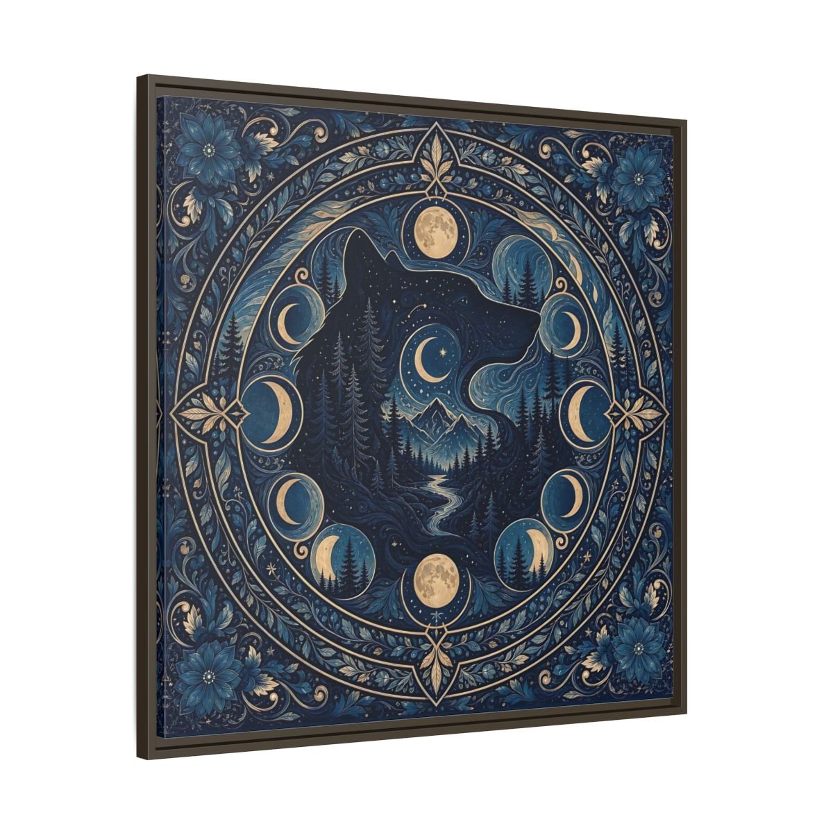 Nature Wolf Blue Moon Framed Canvas Print – Living Room, Above Couch - YesArtYes