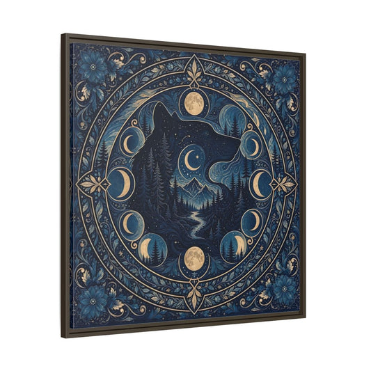 Nature Wolf Blue Moon Framed Canvas Print – Living Room, Above Couch - YesArtYes