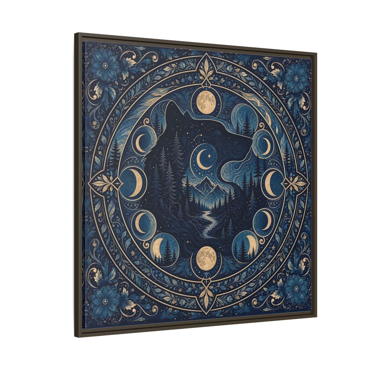 Nature Wolf Blue Moon Framed Canvas Print – Living Room, Above Couch - YesArtYes