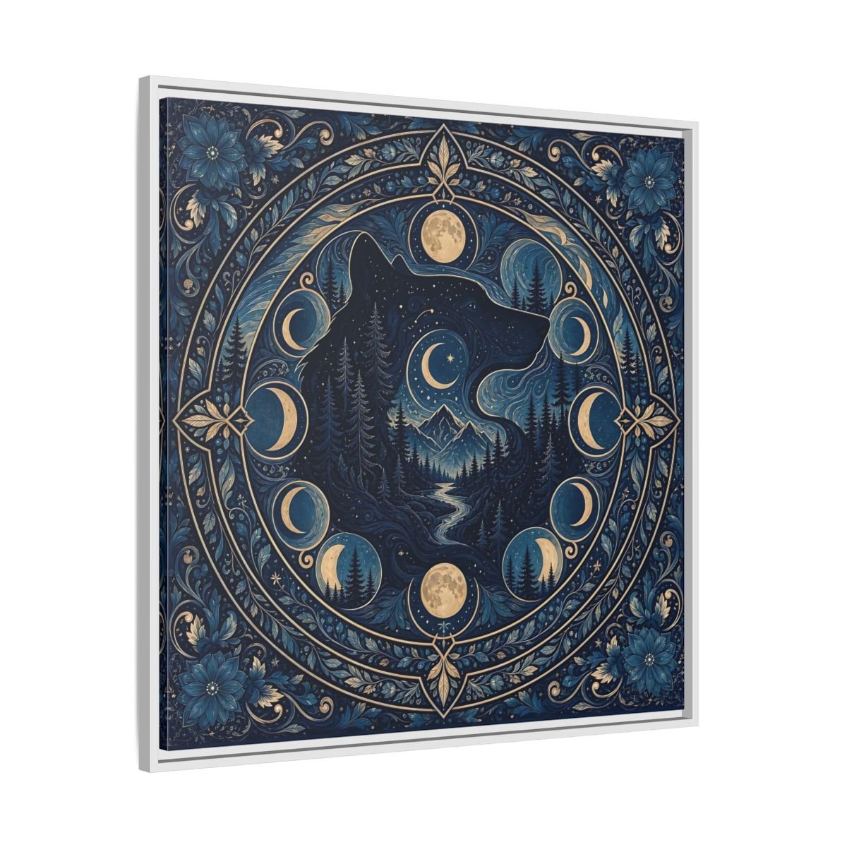 Nature Wolf Blue Moon Framed Canvas Print – Living Room, Above Couch - YesArtYes