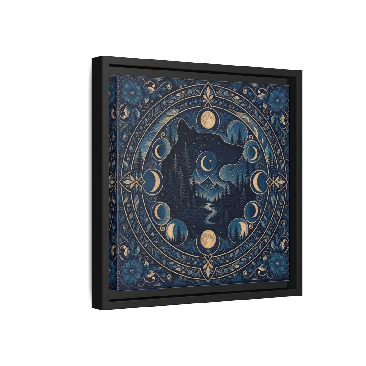 Nature Wolf Blue Moon Framed Canvas Print – Living Room, Above Couch - YesArtYes