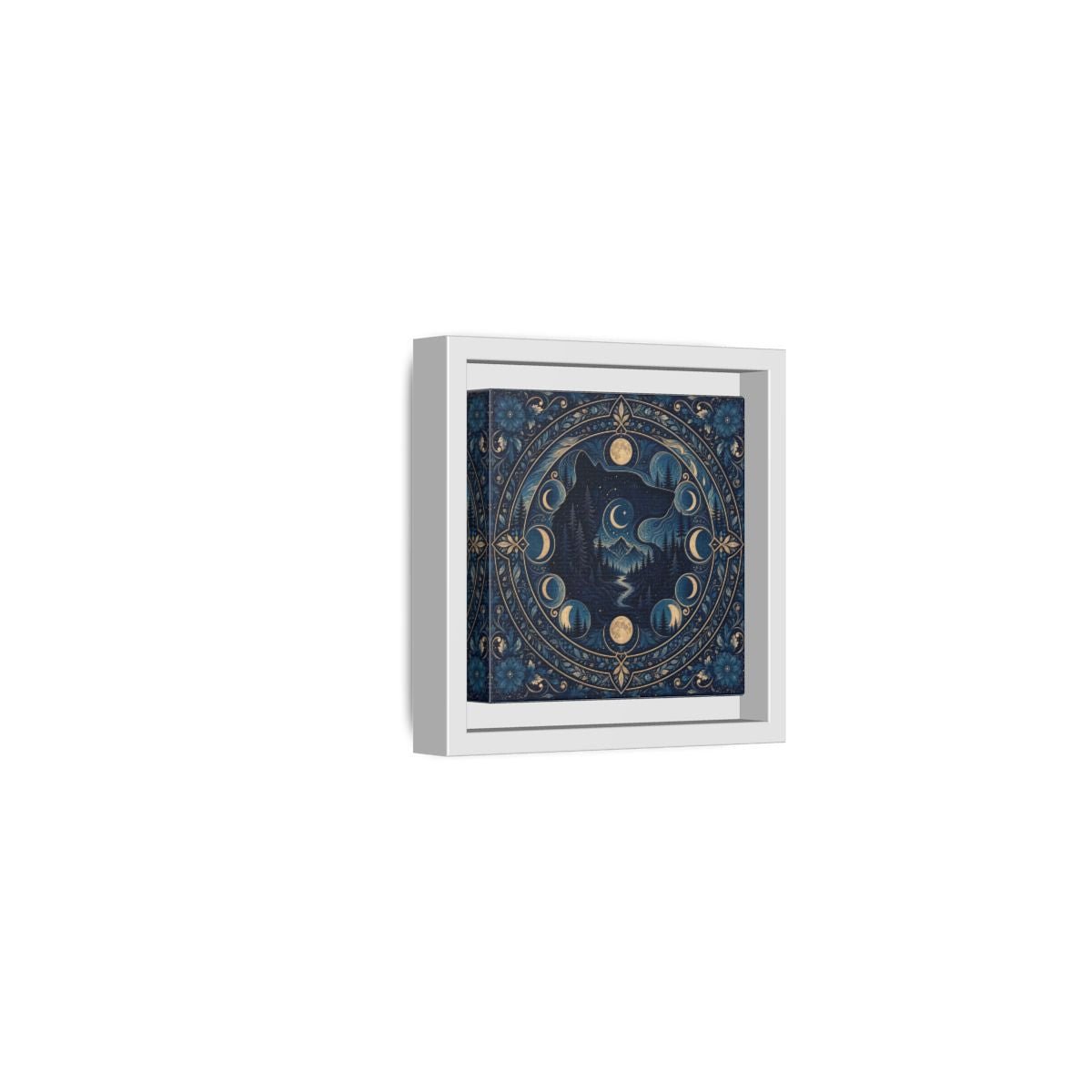 Nature Wolf Blue Moon Framed Canvas Print – Living Room, Above Couch - YesArtYes