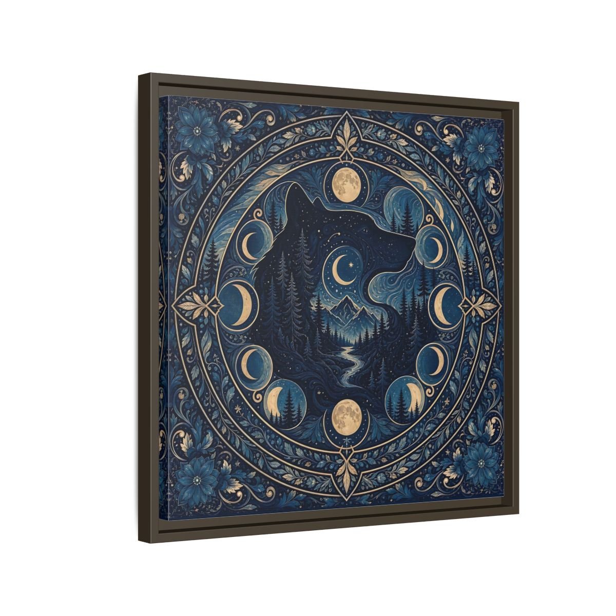 Nature Wolf Blue Moon Framed Canvas Print – Living Room, Above Couch - YesArtYes