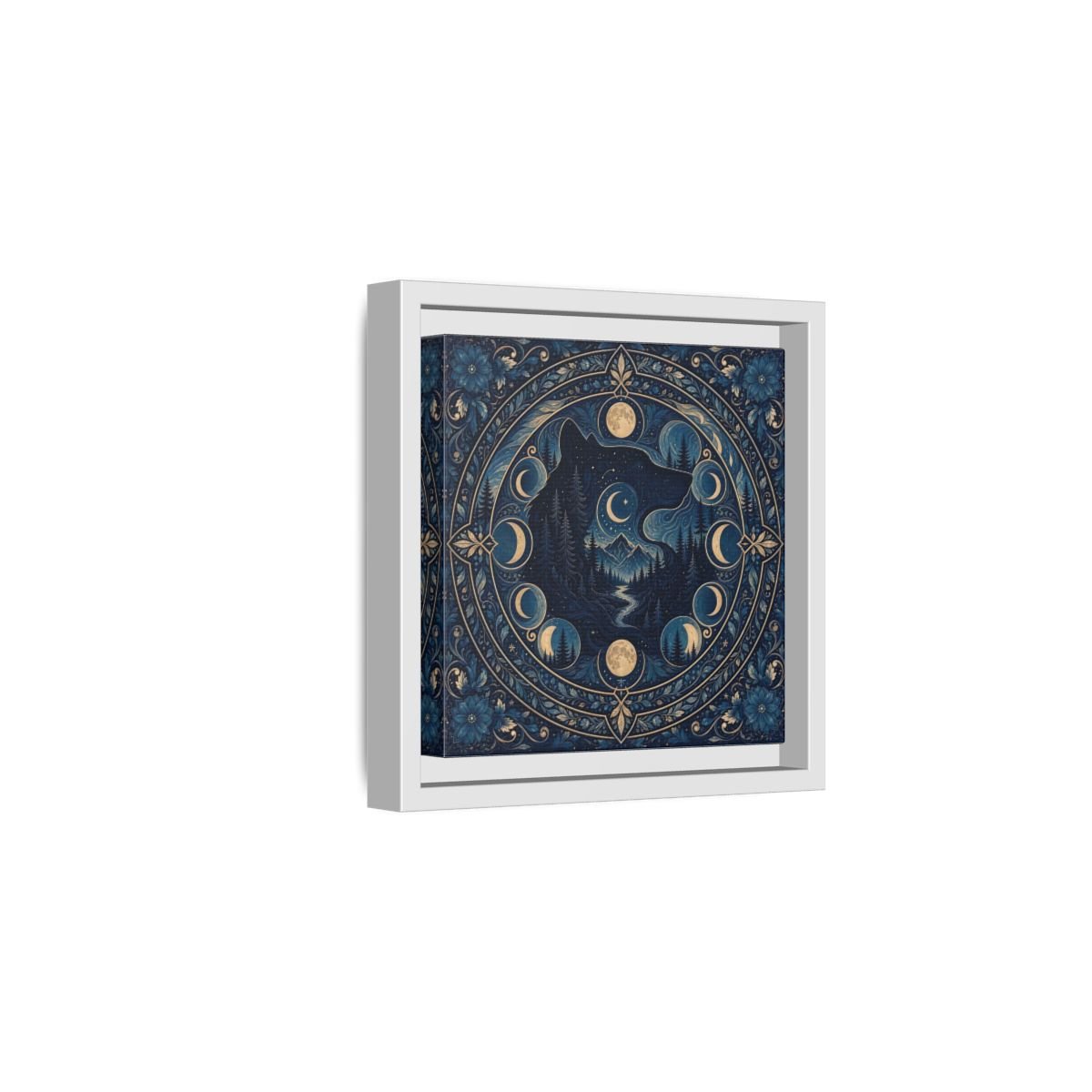 Nature Wolf Blue Moon Framed Canvas Print – Living Room, Above Couch - YesArtYes