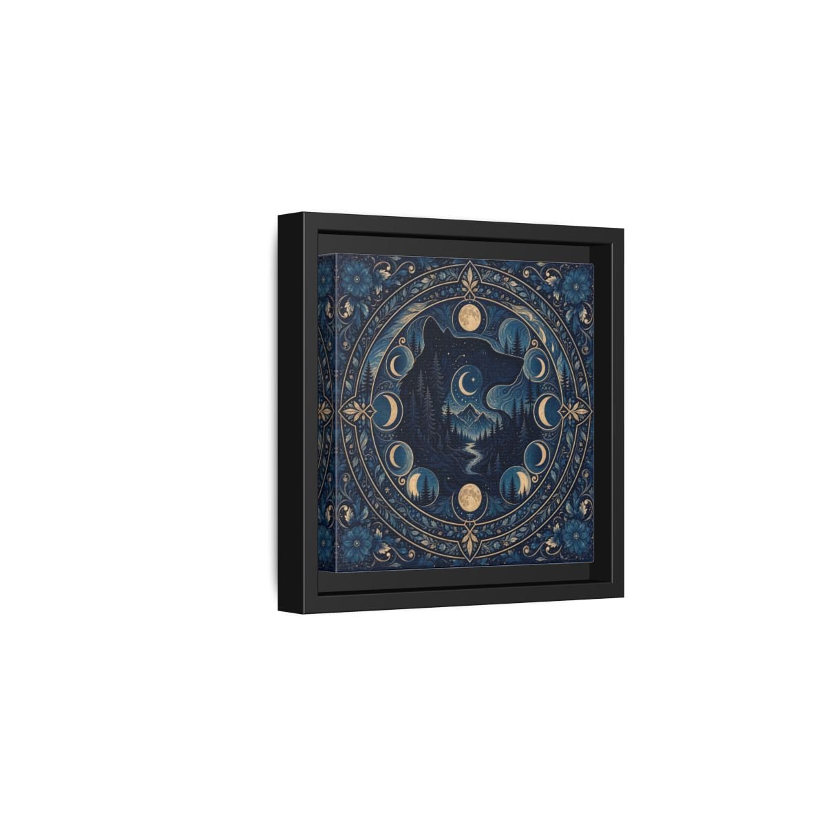 Nature Wolf Blue Moon Framed Canvas Print – Living Room, Above Couch - YesArtYes