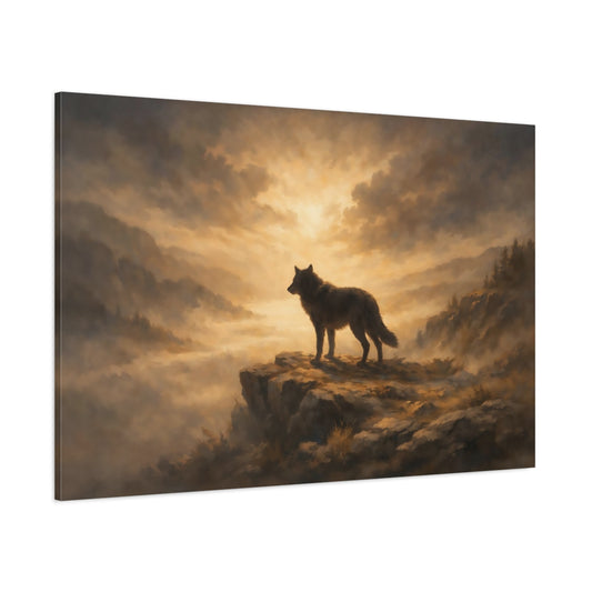Main Mockup. Nature Wolf Golden Brown Wolf shown as stretched canvas wall art