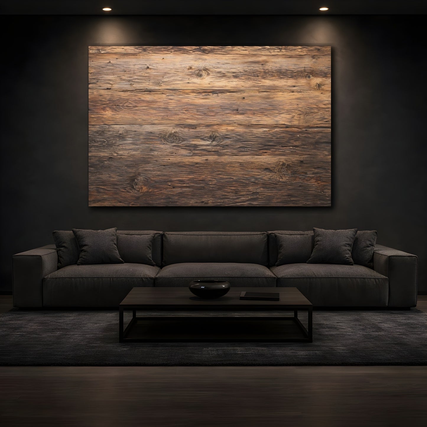 Mockup 4. Nature Wood Planks Brown Wood shown as stretched canvas wall art