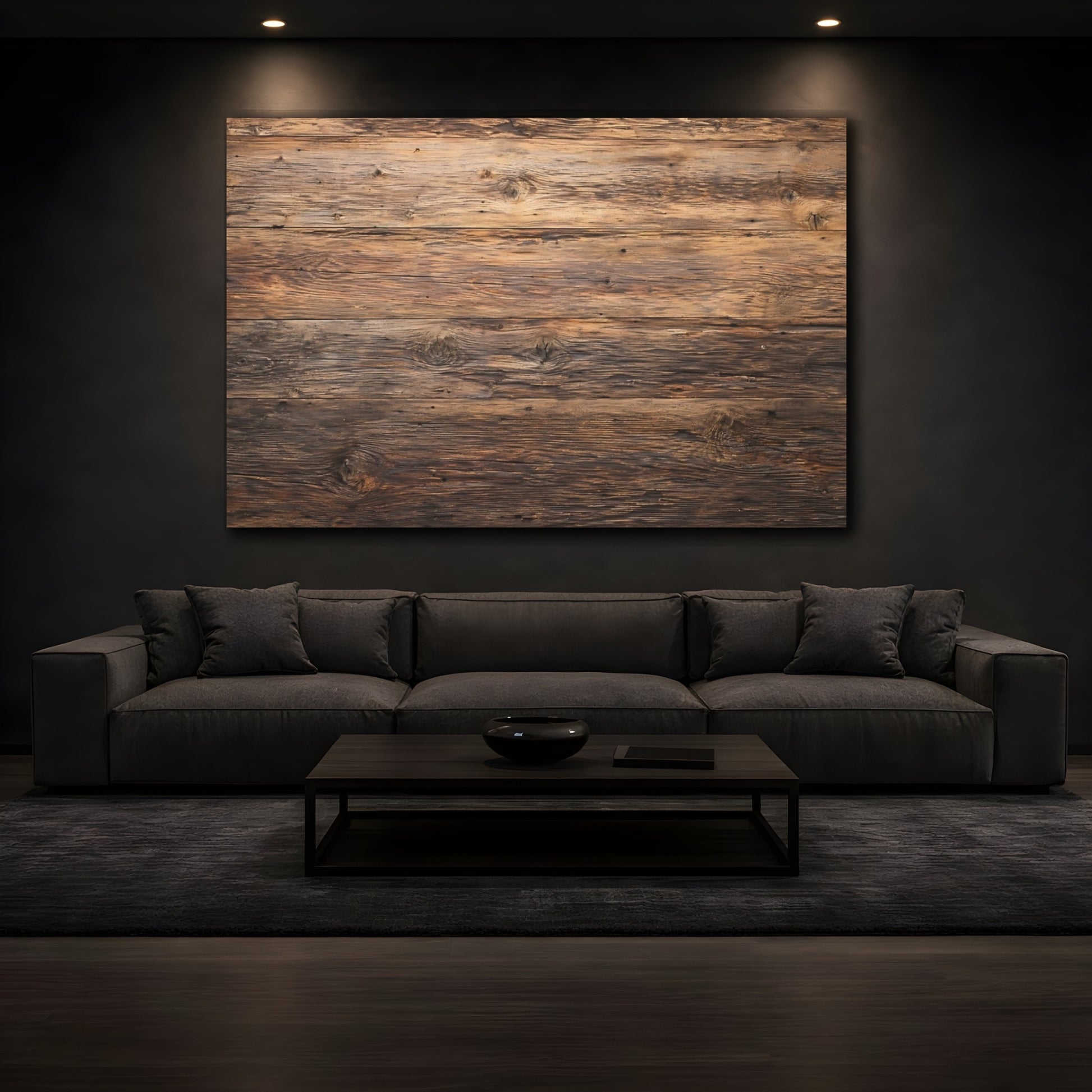Mockup 4. Nature Wood Planks Brown Wood shown as stretched canvas wall art