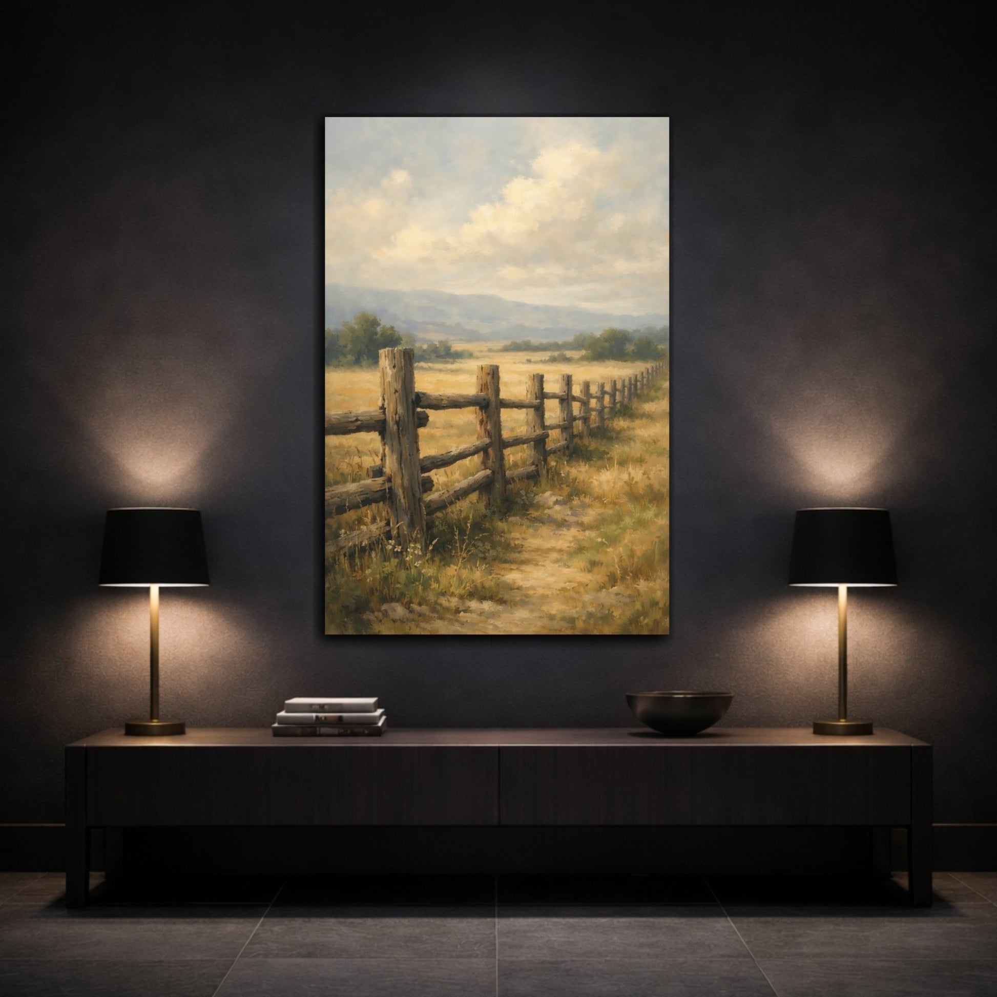 Nature Wooden Fence Rustic - Canvas Wall Art Print - YesArtYes