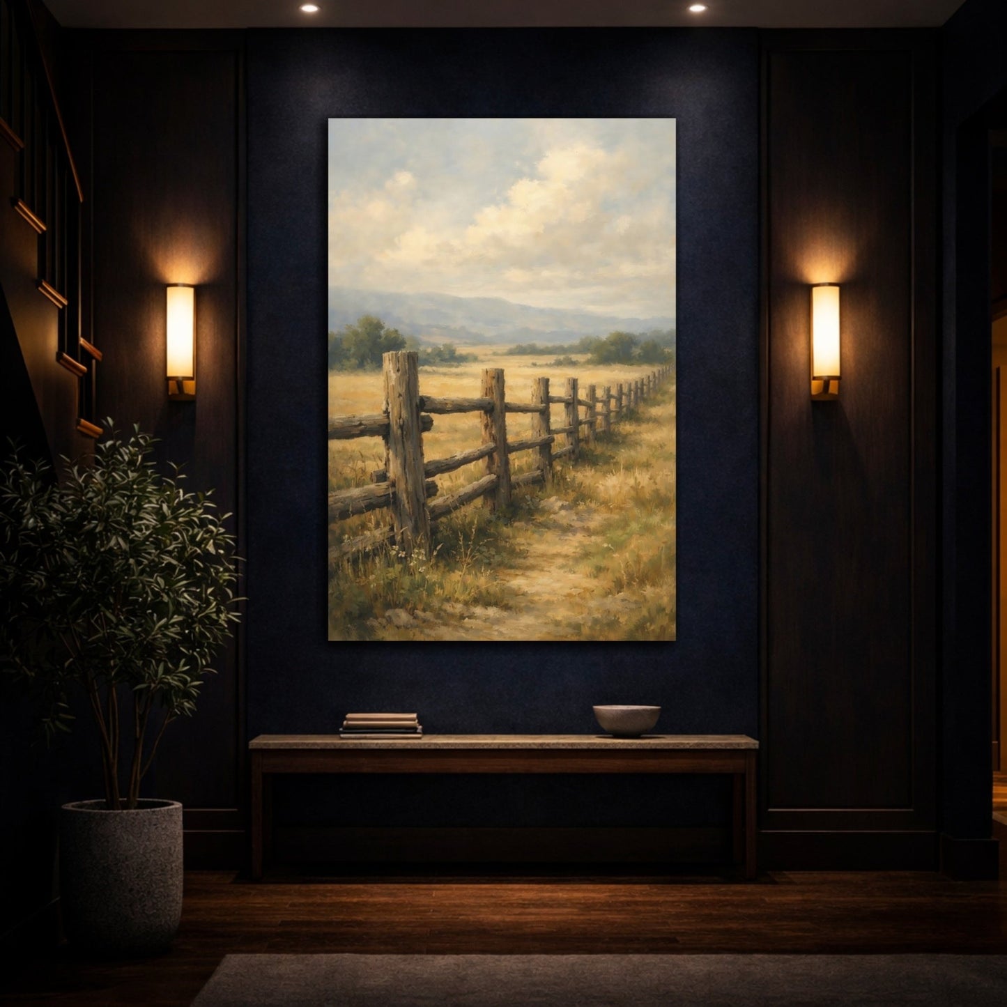 Nature Wooden Fence Rustic - Canvas Wall Art Print - YesArtYes