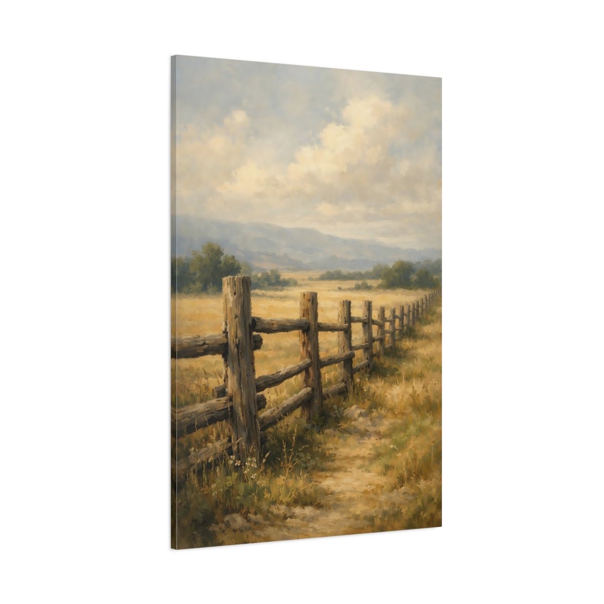 Nature Wooden Fence Rustic - Canvas Wall Art Print - YesArtYes