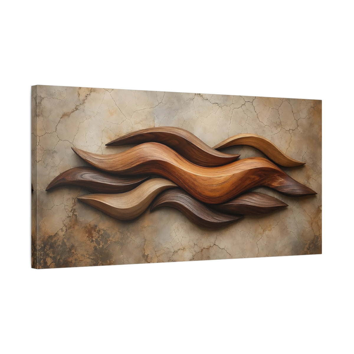 Side Mockup 1. Nature Wooden Waves Brown Wood Waves shown as stretched canvas wall art