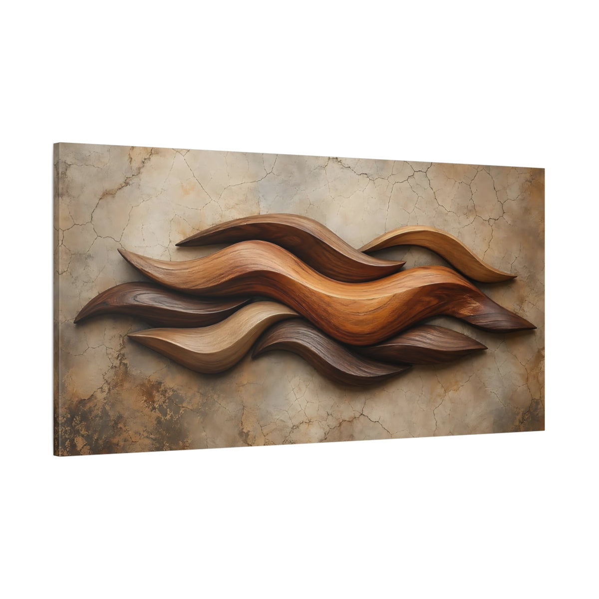Side Mockup 2. Nature Wooden Waves Brown Wood Waves shown as stretched canvas wall art