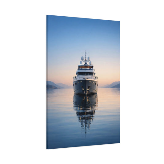 Main Mockup. Nature Yacht Blue And Orange shown as stretched canvas wall art