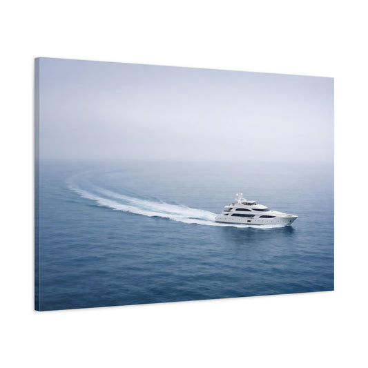Main Mockup. Nature Yacht Blue And White Ocean shown as stretched canvas wall art