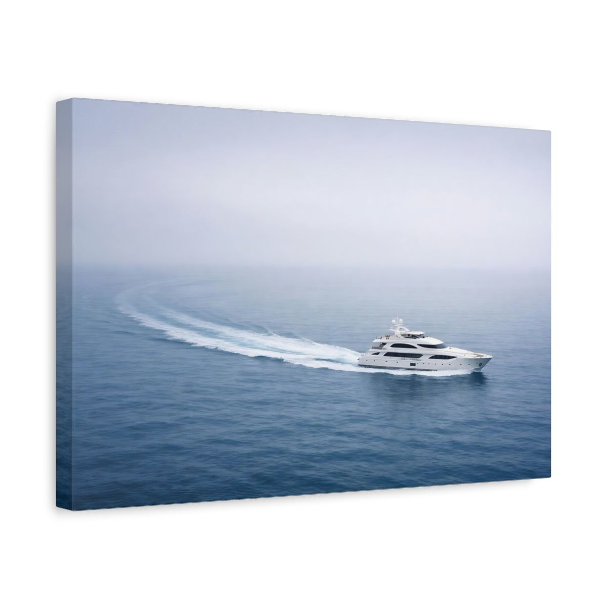 Side Mockup 4. Nature Yacht Blue And White Ocean shown as stretched canvas wall art