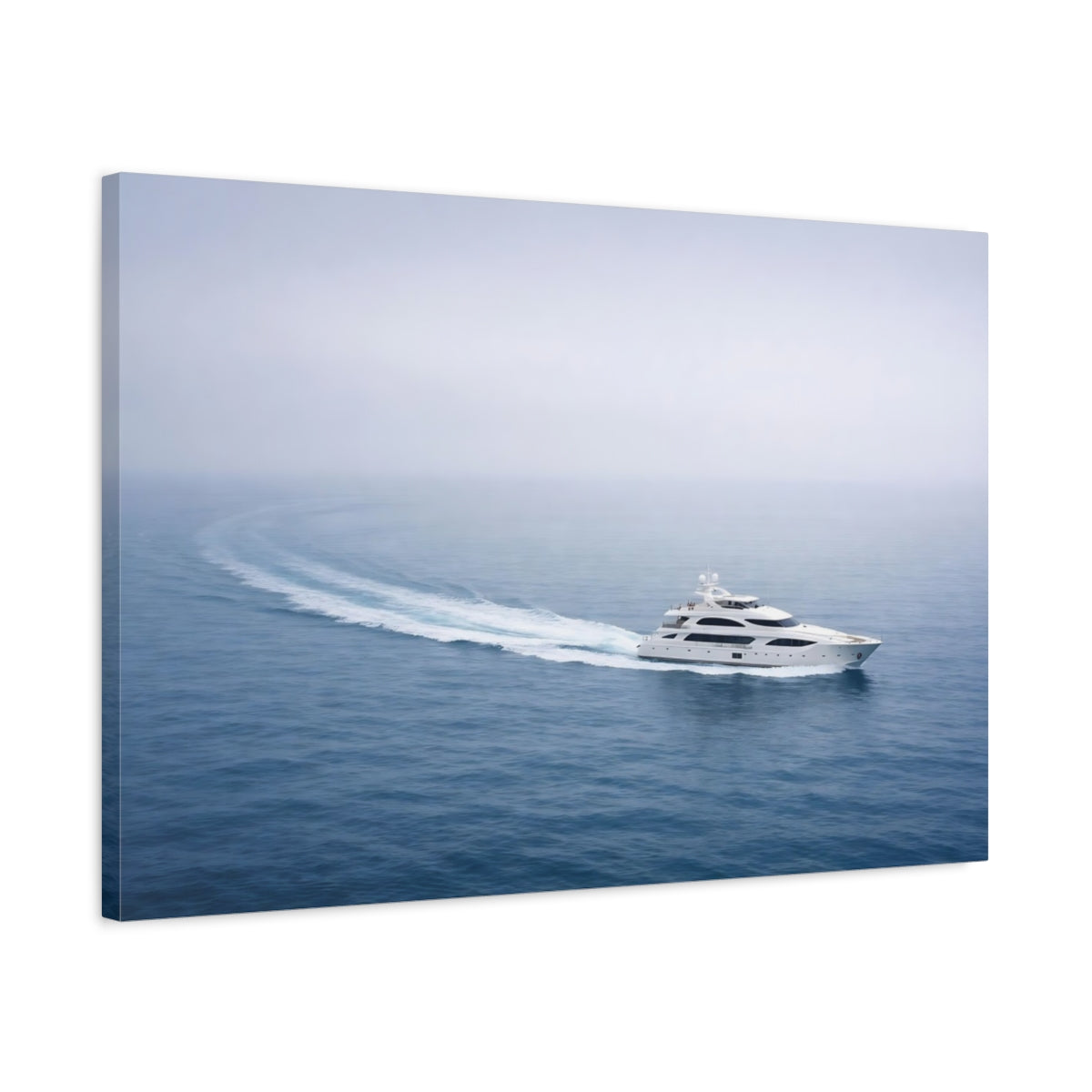 Side Mockup 2. Nature Yacht Blue And White Ocean shown as stretched canvas wall art