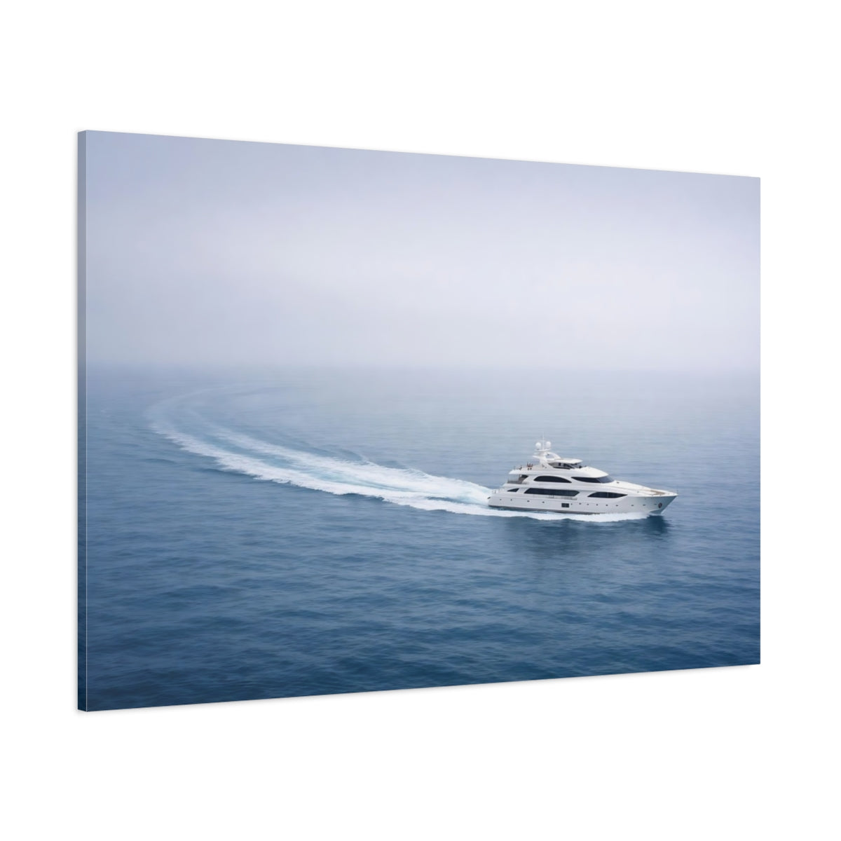 Side Mockup 1. Nature Yacht Blue And White Ocean shown as stretched canvas wall art