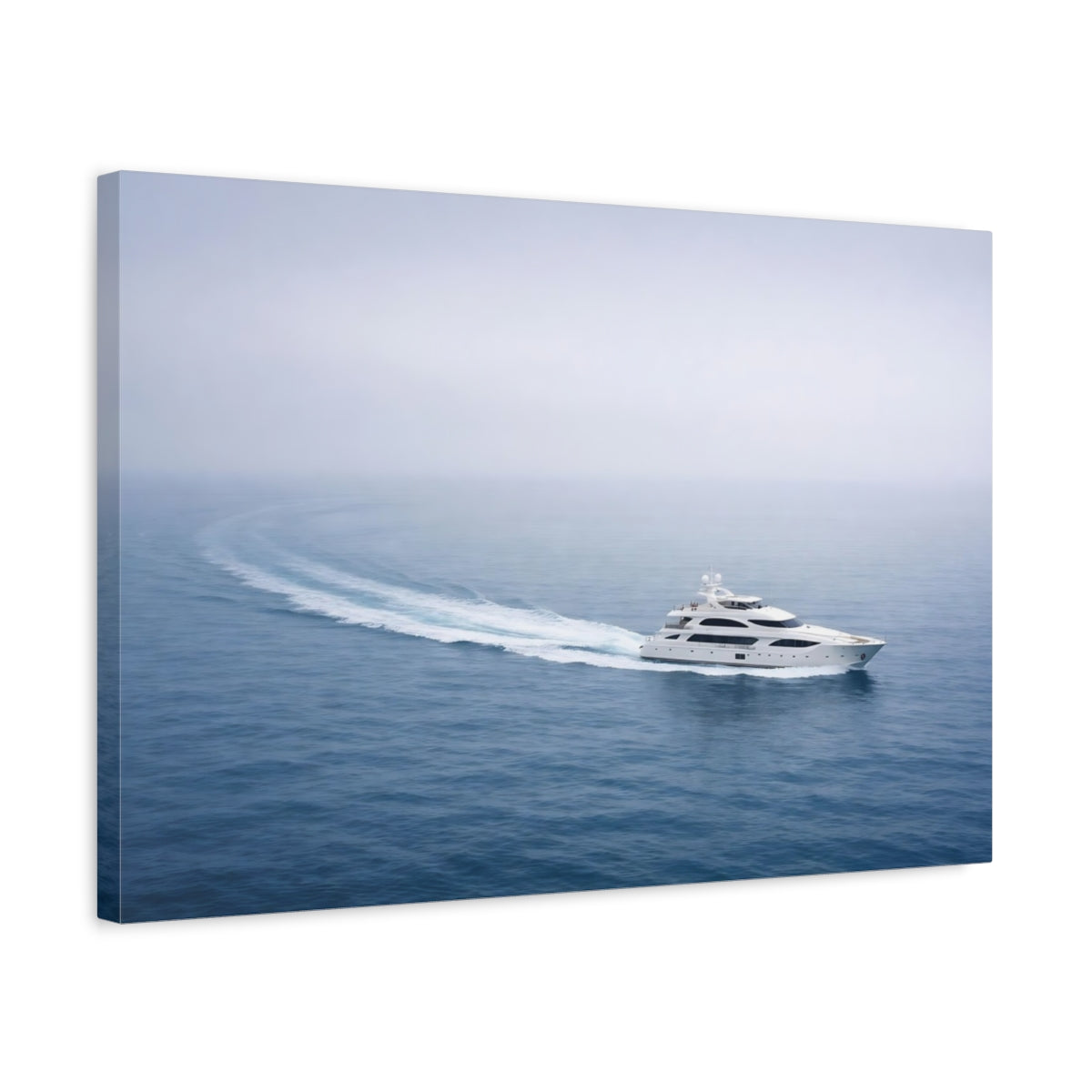 Side Mockup 3. Nature Yacht Blue And White Ocean shown as stretched canvas wall art