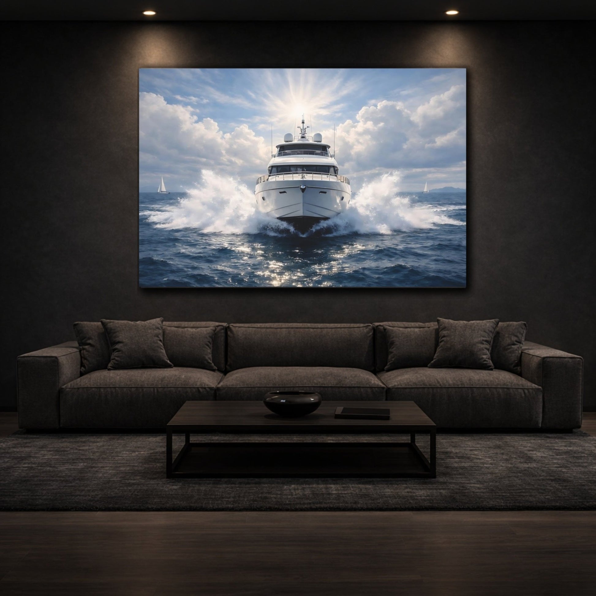 Nature Yacht Blue Ocean - Canvas Wall Art Print - YesArtYes