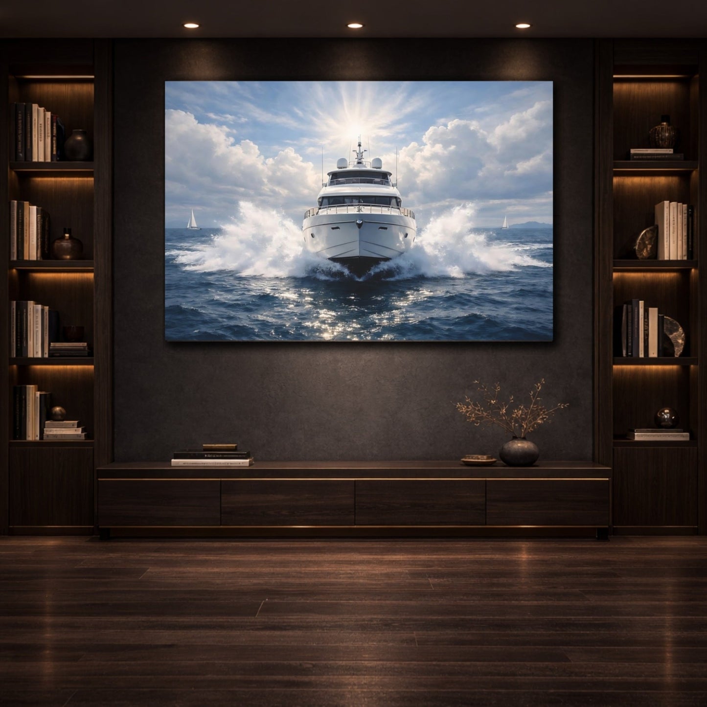 Nature Yacht Blue Ocean - Canvas Wall Art Print - YesArtYes