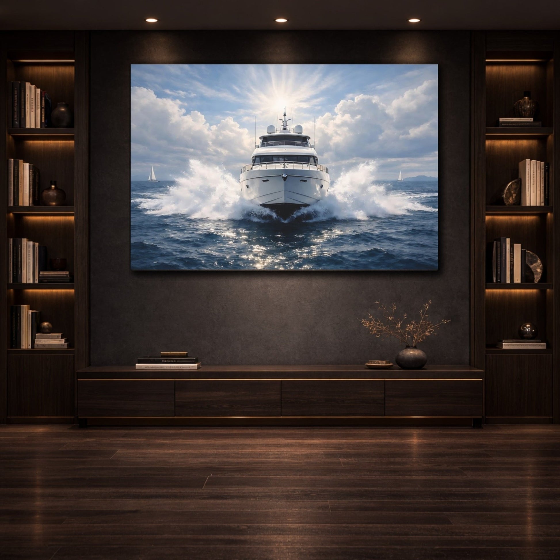 Nature Yacht Blue Ocean - Canvas Wall Art Print - YesArtYes