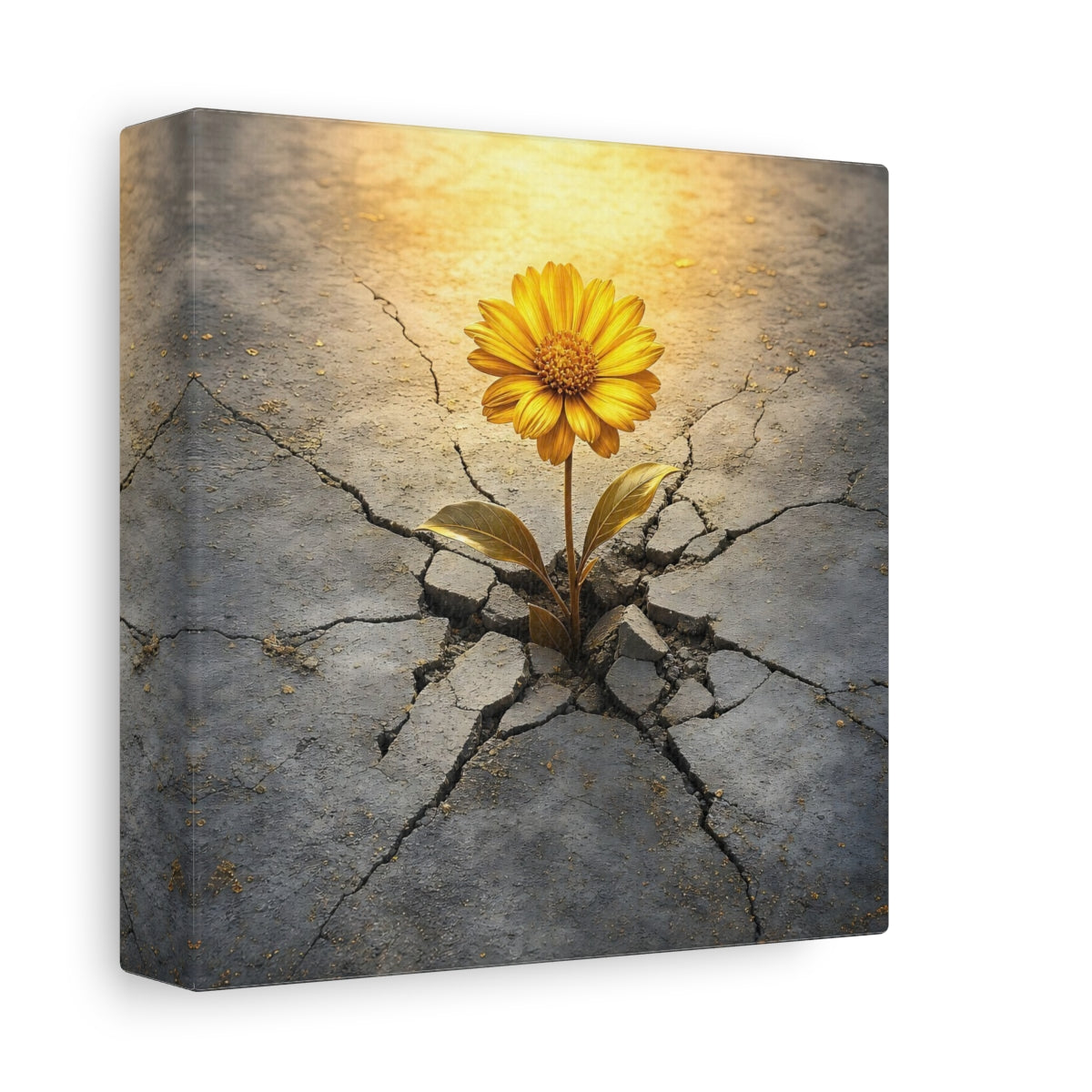 Side Mockup 2. Nature Yellow Flower Yellow And Gray shown as stretched canvas wall art
