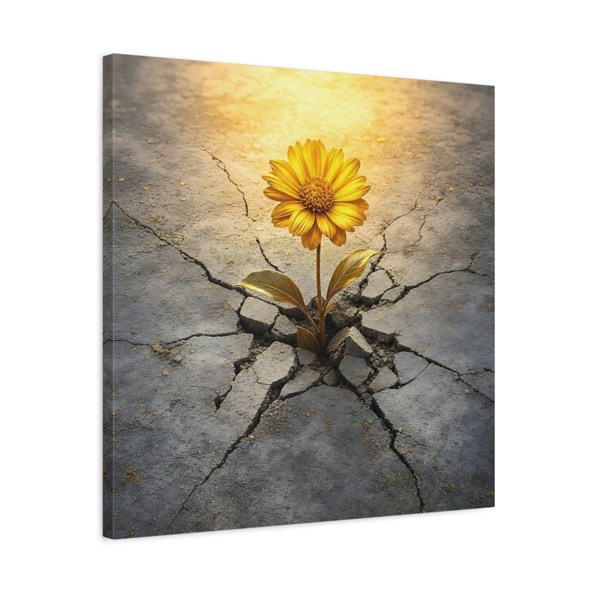 Side Mockup 4. Nature Yellow Flower Yellow And Gray shown as stretched canvas wall art