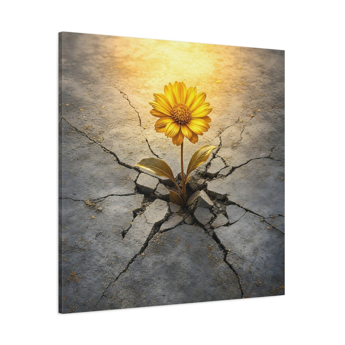 Side Mockup 1. Nature Yellow Flower Yellow And Gray shown as stretched canvas wall art