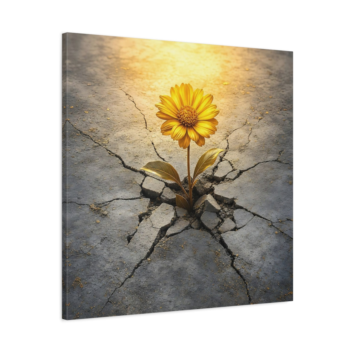 Side Mockup 3. Nature Yellow Flower Yellow And Gray shown as stretched canvas wall art