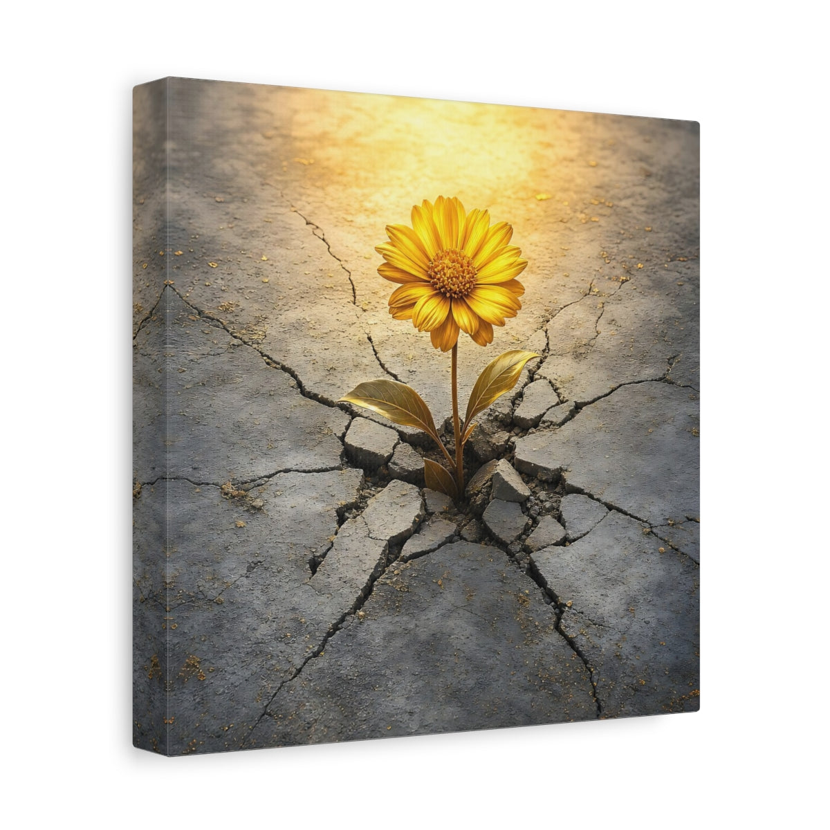Side Mockup 9. Nature Yellow Flower Yellow And Gray shown as stretched canvas wall art