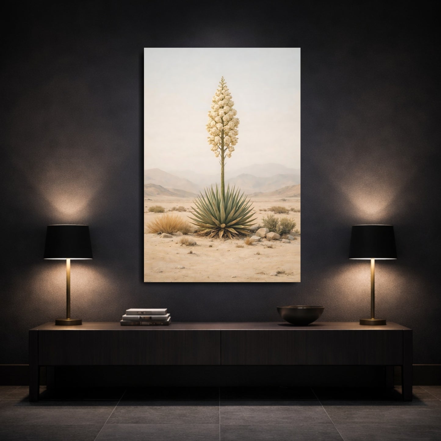 Nature Yucca Plant Desert Yucca Art shown as front canvas room wall art